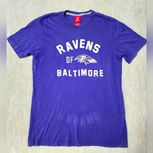 NFL Nike Baltimore Ravens Purple Graphic Logo Crewneck Short SL Tshirt Men S LG - Picture 1 of 7